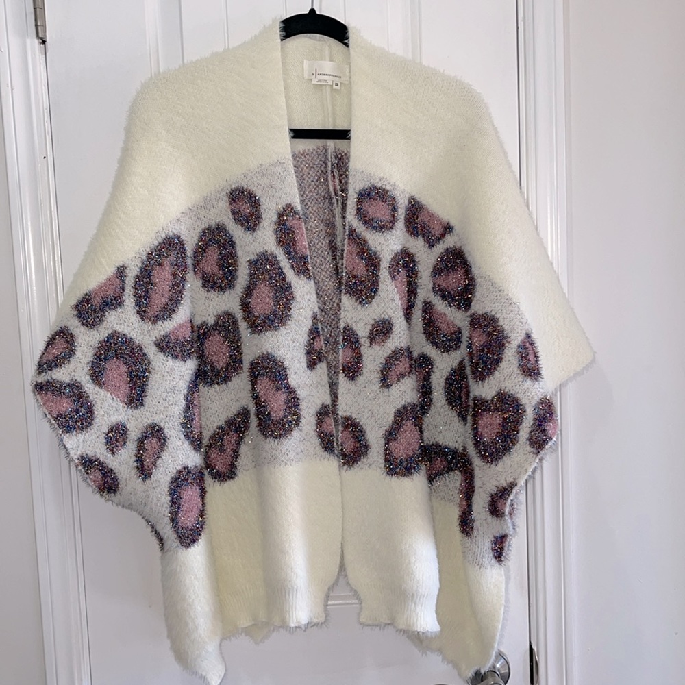 Anthropologie NWOT Kenzie White Leopard Purple Shimmer Wrap-One Size rainbow